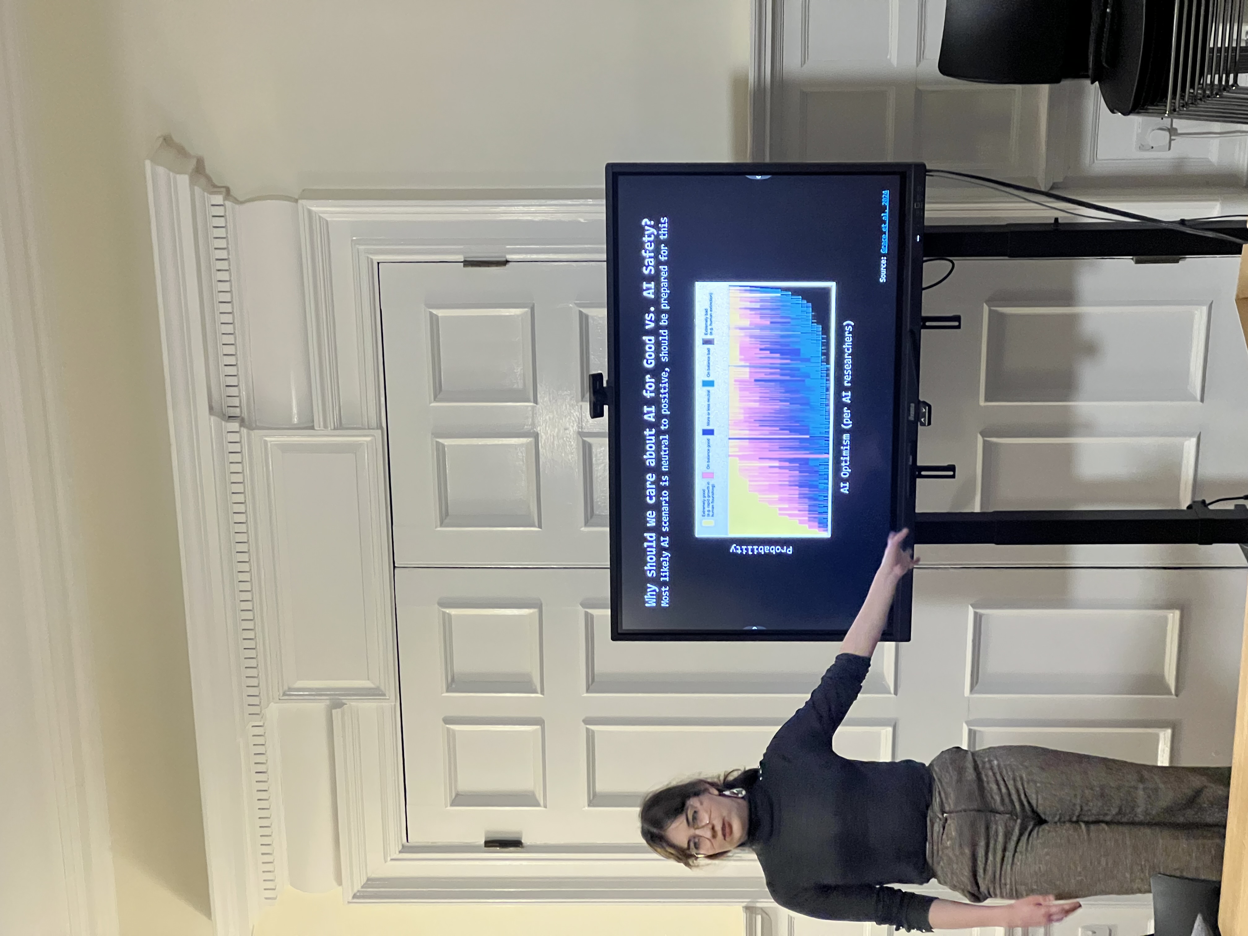 Jessica Rapson giving an AI for Good presentation at Brasenose College, University of Oxford